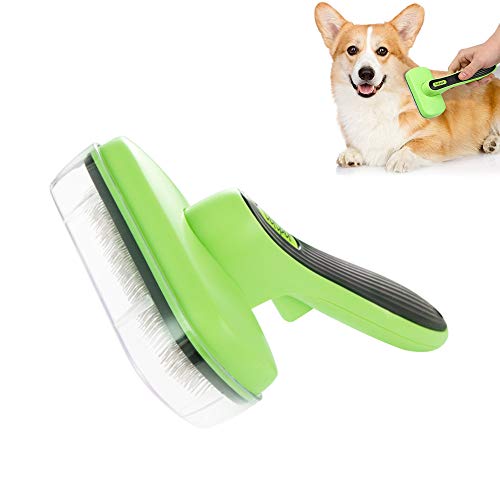 Nollary Pet Brush for Shedding Grooming Undercoat Massage Self Cleaning Slicker Brush for Long Short Haired Dogs Cats Bunny Rabbits Lambs