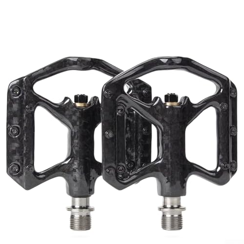 Feegow Pedali per bici da strada/MTB, pedali per bicicletta in fibra di carbonio, pedale per mountain bike con 3 cuscinetti sigillati, piattaforma antiscivolo per ciclismo, 180 g, ultraleggero (nero)
