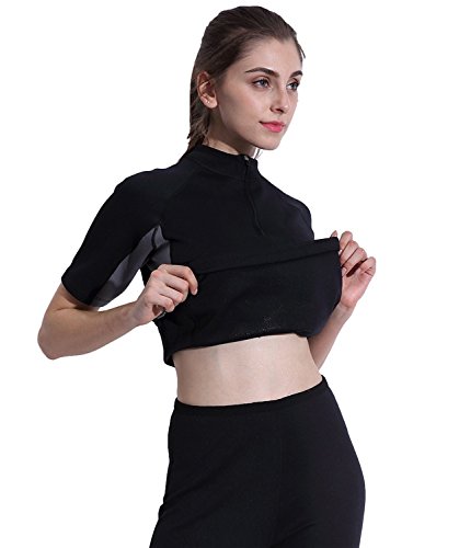 Vinmin Hot Body Shaper T Shirt Slimming Workout Sweat Sauna Suit Stomach Abdominal Trainer Weight Loss Bodysuit for Women