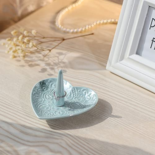 Joymarr Ceramic Heart Ring Dish Holder - Wedding Engagement Gifts For Bride, Birthday Christmas Gifts For Women,Her,Best Friend (Blue) #TOP1