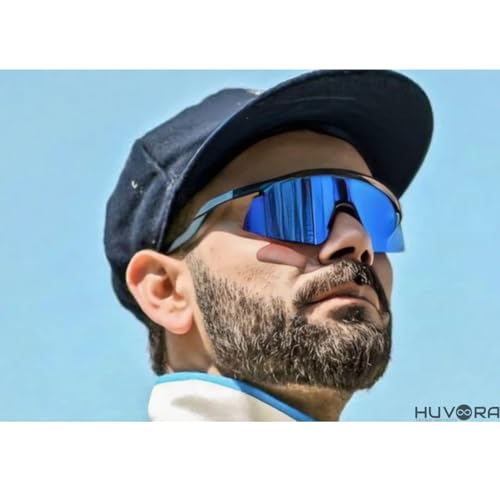 Image of Zig Zag Shield Sports Sunglasses for Cricket Cycling | UV Protected Anti Glare Mirrored Goggles for Men | Anti Fog, Water Repellant, Shatter Resistant, Stylish Branded Coolers