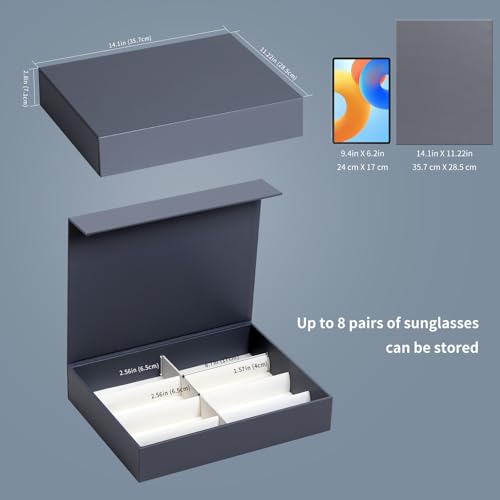 Image of AUTOARK Leather 8 Slot Sunglasses Organizer,Eyeglasses Holder for Men Women,Multiple Glasses Display Case,Light Blue,MKAW054