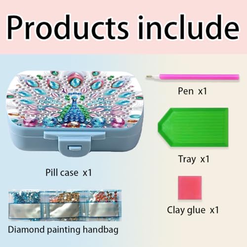 Image of ARTopet Diamond Art Painting Mini Storage Box with 6-Grid Creative Design Compact Portable Small Case for Purse Travel Daily-Peafowl