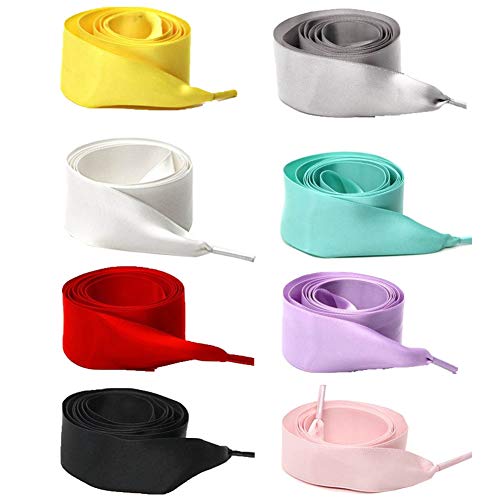 INTVN 8 Paar Seidenband Schuhe Satin Flache Schnürsenkel Seidenband Flacher Shoestring für Sportschuhe, Laufschuhe, Bergschuh, Outdoorschuh (16 pcs)