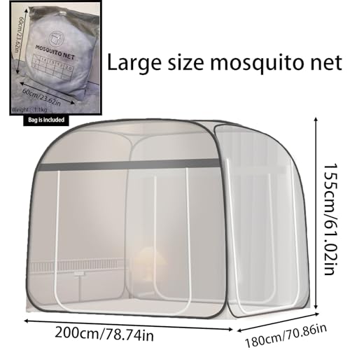 Image of CMINGJ Mosquito Net for Bed 3 Door, Portable pop up Mosquito Netting with Bottom, Free Installation-Suitable for Bedroom, Camping, Folding Portable Design for Baby Adults (Gray (3 Door))