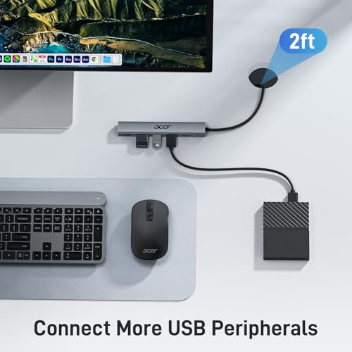 Acer 5 in 1 USB C Hub with 4K HDMI, 100W Power Delivery, 3 USB A Data Ports - image 3