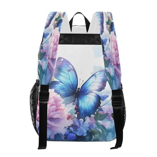 Blue Butterfly Chic Flower Clear Backpack Heavy Duty See Through Transparent PVC BookBag for Kids Boy Girl School Work3