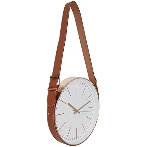 HRZZEOKV Hanging Wall Clock W/Leather Belt, Silent Quartz Wall Clock, Modern Wall Decorative, Battery Operated Wall Clock, Easy To Read Classic Clocks, for Living Room Office Cover