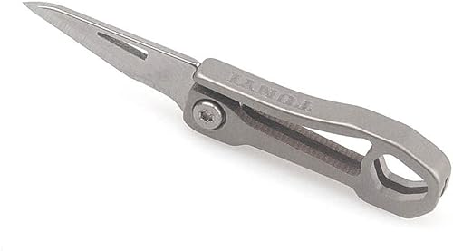 Miniatura 4 de TUNYI Mini cuchillo de bolsillo plegable, cuchillo de paquete pequeño EDC, hoja de acero inoxidable de 1 pulgada con mango de aleación de titanio,