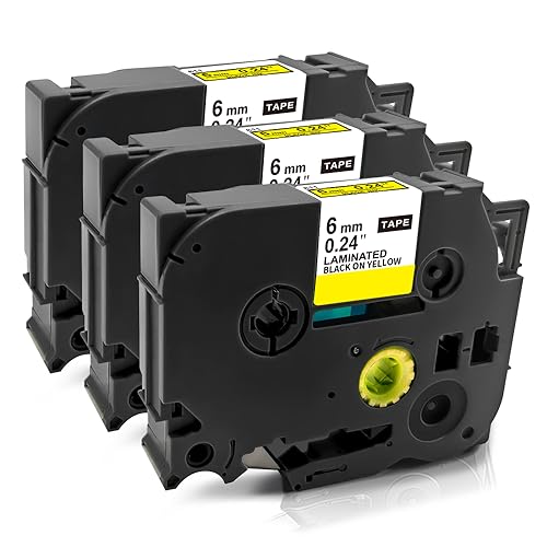 TZe-611 ���n������ 3�Z�b�g 6mm ���y���� 8m�z �݊� ���~�l�[�g�e�[�v �s�[�^�b�`�p P-touch�p �ėp �e�[�v�J�[�g���b�W ���x���e�[�v TZe