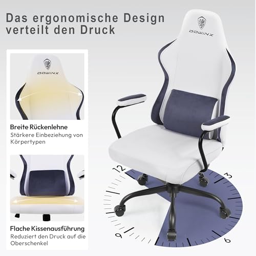 Sedia da gioco in tessuto per adulti, ergonomica, per computer con supporto lombare, recline, sedia da ufficio, sedia da gioco per bambini, grigio - Sedia gaming - Immagine 7