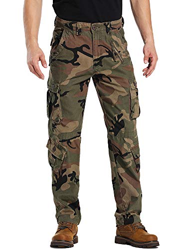TRGPSG Hommes Pantalon Cargo Pantalon de Travail Style Militaire,Casual Pantalon Multi Poche Cargo Sports De Combat Pantalons en Coton pour Home ,44,Camouflage C29 Cover