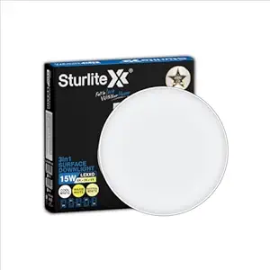 Sturlite Lexxo 15W (3in1) Round LED Surface Light| Warm, Neutral & Cool White Color Temperature | 1200 Lumens with CRI Tech for Accurate Color Representation - (Pack of 1) LED Bulb