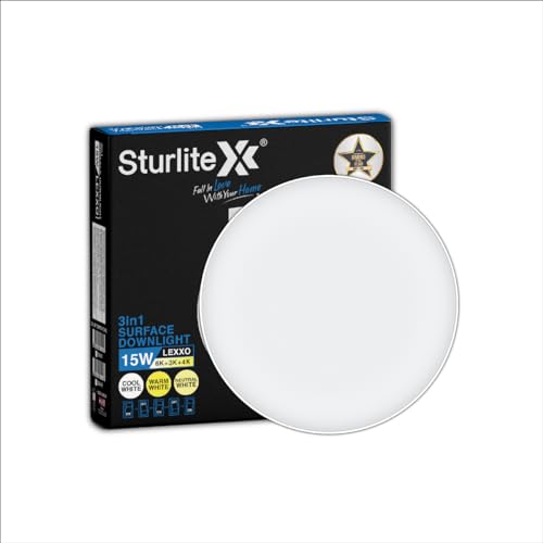 Image of Sturlite Lexxo 15W (3in1) Round LED Surface Light| Warm, Neutral & Cool White Color Temperature | 1200 Lumens with CRI Tech for Accurate Color Representation - (Pack of 1) LED Bulb