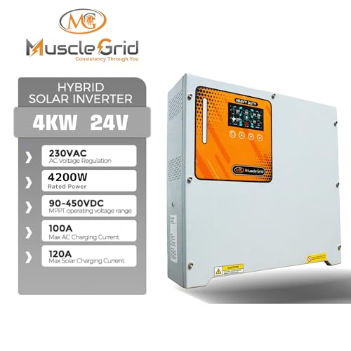 Image of MuscleGrid Solar Star 4KW Heavy Duty Solar Hybrid Inverter and 120AH 24V Smart Lithium Battery Combo