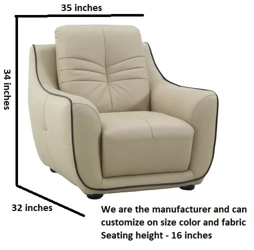 INLENDISH Halley Leatherette 1 Seater Off White Comfortable and Luxury Arm Chair for Living Room 4