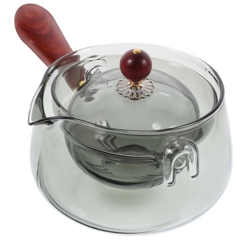 UKCOCO Tetera de Vidrio con Infusor de Grados para Floreciente con Cómodo Mango de Madera para Hogar y Oficina