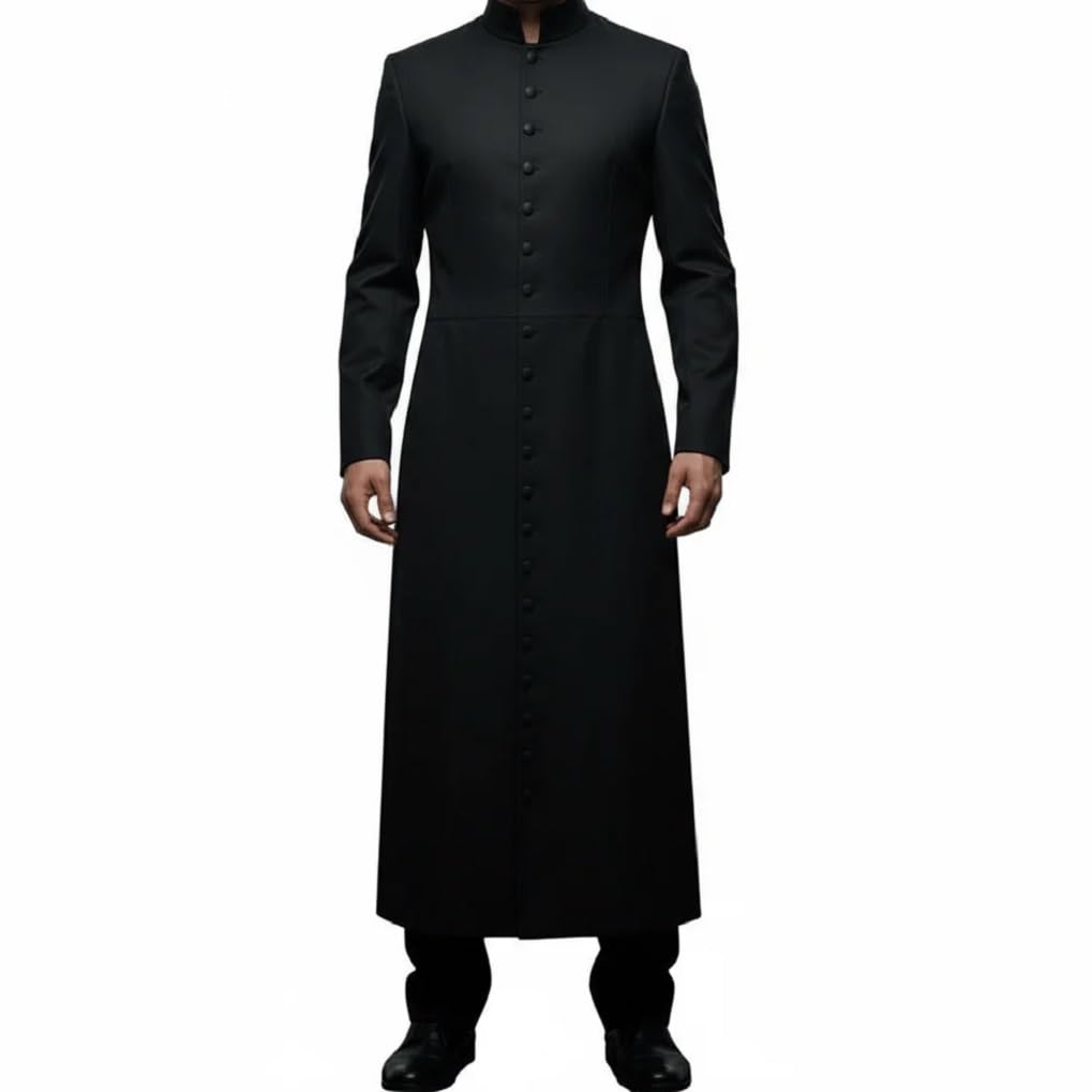 Neo Heavy Duty Cotton Keanu Long Ruffle Black Gothic Cosplay Trench Coat | Trench Coat Men | Long Coat