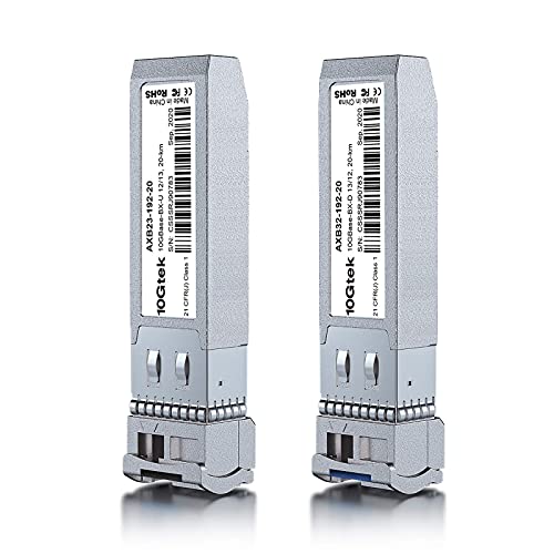 Image of 10Gtek 2-Pair of 10G SFP+ Bidi Transceiver, LC Single-Mode Single Fiber Module, 10GBASE-BIDI 1270nm /1330nm for Cisco SFP-10G-BX20D-I /SFP-10G-BX20U-I, Ubiquiti UniFi, Mikrotik and More, DOM, 20km
