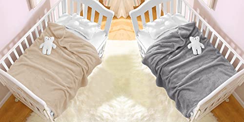 Image of Amazon Brand - Umi Super Soft Single Layered Flannel Baby Blanket - Grey & Beige | Cozy & Breathable | Warm, Soft, and Comfortable | Perfect for Newborns | Unisex Design for Boys & Girls (Pack of 2)