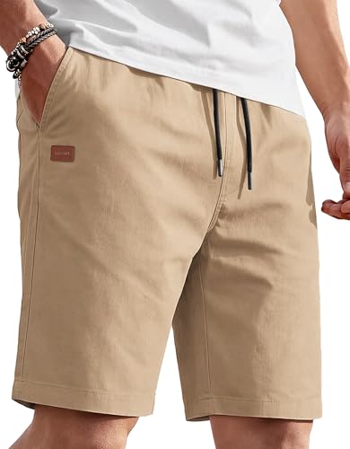 COOFANDY Men's Casual Shorts Drawstring Elastic Waist Summer Beach Shorts