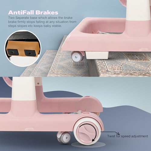 Image of Baybee Baby Walker for Kids with Height Adjustable & Tray, Activity Walker for Baby with Musical Toy Bar (Flix Pink)