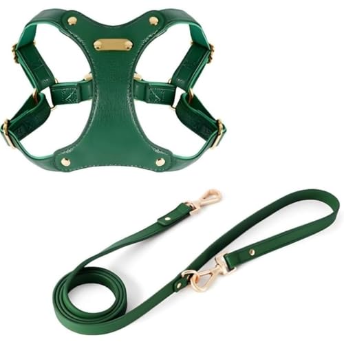 YOULINESソフトレザー製 引っ張らない犬用ハーネスとリードセット - 小型・中型・大型犬対応 調節可能で耐久性 簡単ウォーキングトレーニングに最適 ペットハーネス 犬用リード 犬用首輪 快適で安全なデザイン 散歩やトレーニングに便利 愛犬のストレス軽