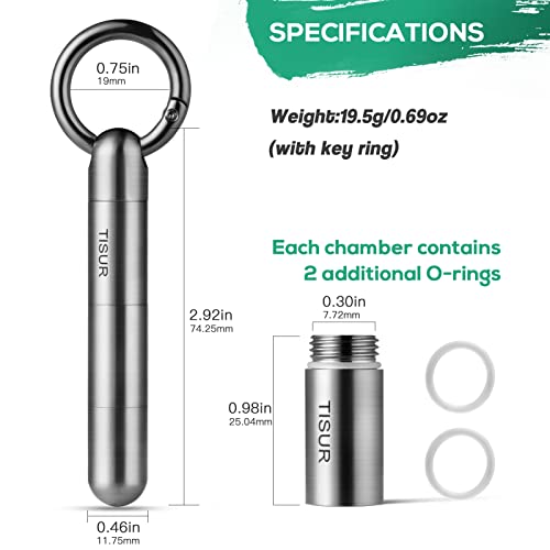 Image of TISUR Small Keychain Pill Holder, Titanium Pill Case Waterproof Pill Fob for Travel Purse Pocket, Portable Pill Container Box Pill Organizer Tube | Waterproof Pill Fob,Portable Pill Box Container,Purse Pill Organizer Tube