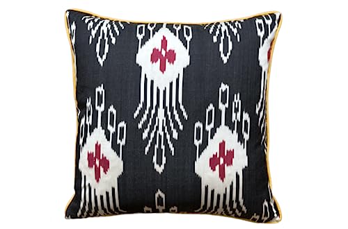 Coussin double soie ikat brodé 50x50 housse de coussin décorative ethnique - 3