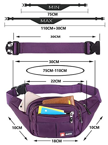 Bumbags and Fanny Pack do biegania, wędrówek, torba biodrowa, outdoorowa, sport, wędrówki, pas dla mężczyzn i kobiet, Fioletowy-ex, Moda