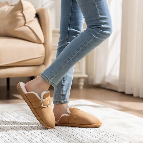 Fuzzy Slippers for Women with Memory Foam Warm Winter Suede House Slippers Shoes Indoor Outdoor Gifts For Women Faux Fur Anti-Skid2