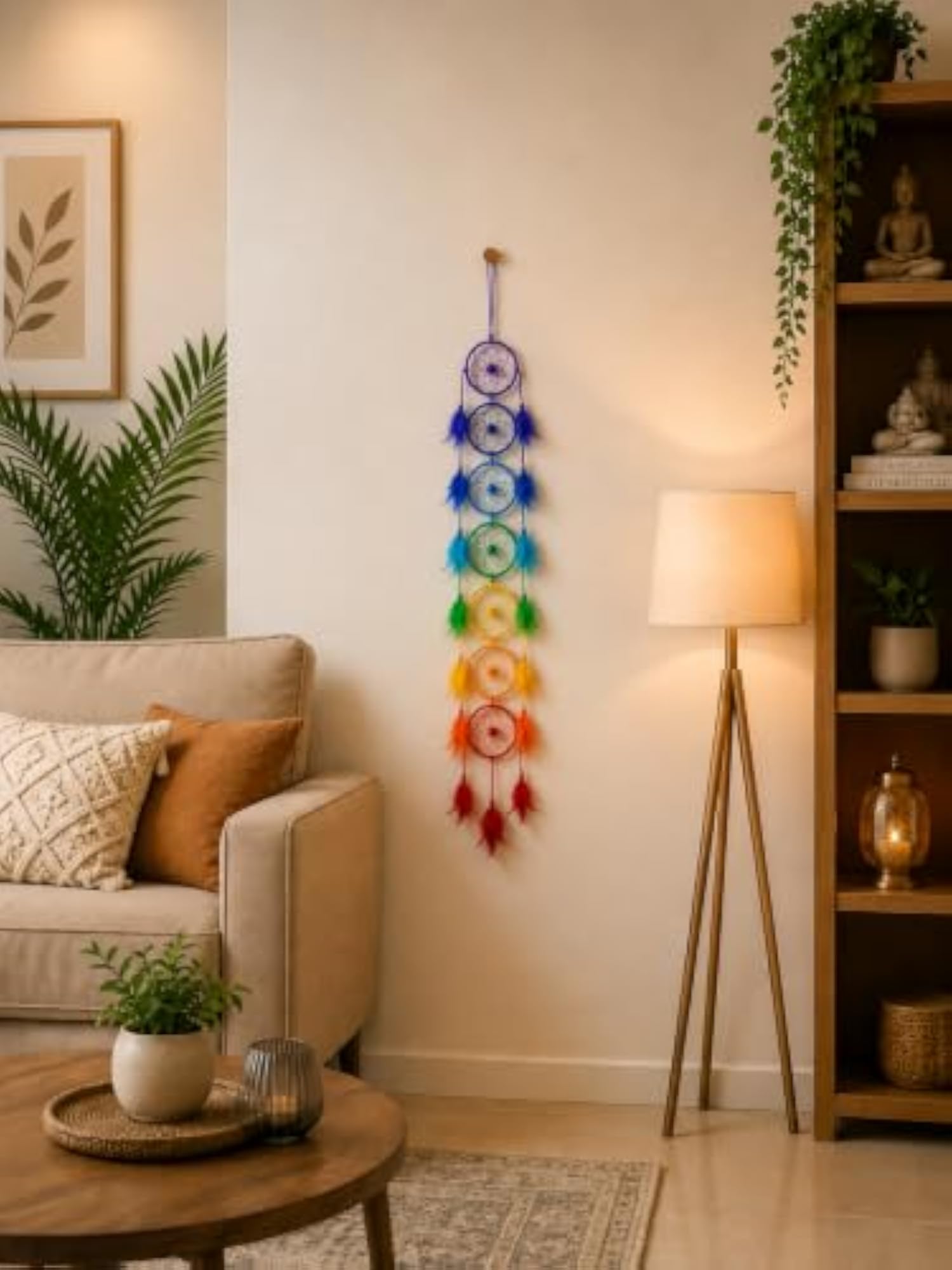 7 Chakra Dream Catcher Wall Hanging with Feathers