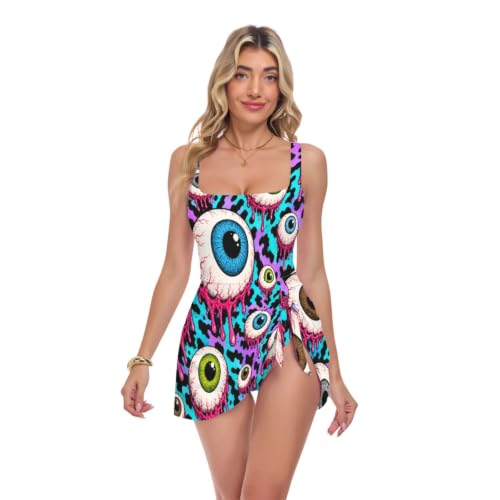 Emelivor Halloween Swimwear Womens Siwm Dress One-piece for Swim Pool