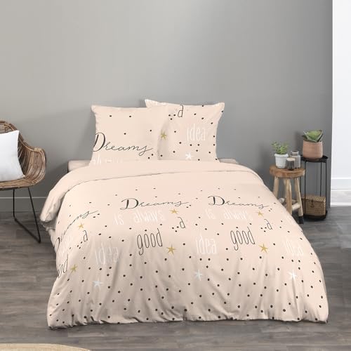 CÔTE DECO Parure de lit 220x240 cm Adulte en Microfibre Dreams - Housse de Couette 220x240 cm + 2...