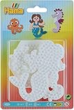 Hama Perlen 4575 Stiftplatten 3er Set für Midi Bügelperlen mit Durchmesser 5 mm, Motive Sechseck, Seepferdchen und Meerjungfrau in weiß, Bastelspaß für Groß und Klein