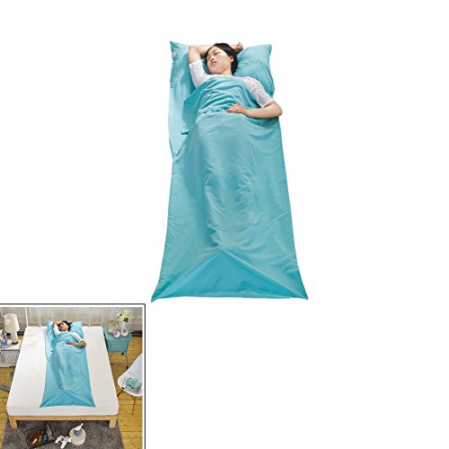 Saco de Dormir Portátil Bolsa de Viaje Camping Impermeable Funda de Separación de Sucio para Mochilero Senderismo Suave Azul