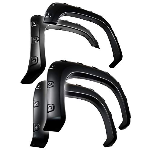 Tyger Auto TG-FF8G4158 for 2007-2013 GMC Sierra 1500 (NOT for Short Bed) | Paintable Smooth Matte Black Pocket Bolt-Riveted Style Fender Flare Set, 4 Piece, 6.5' & 8' Bed