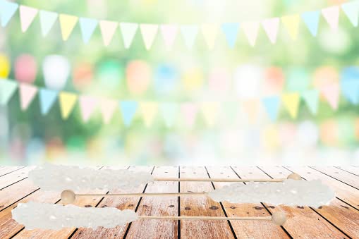 Miniatura 4 de Dulces de roca blanca en un palo (paquete de 72)  Palitos de roca de cristal de azúcar puro envueltos individualmente a granel  Perfecto para