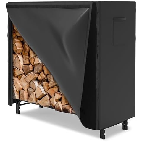 WALMANN 4ft Firewood Rack with Cover, Heavy Duty Firewood Log Rack With Weather Resistant 600D Oxford Fabric Cover, Indoor/Outdoor Wood Rack for Firewood Cover