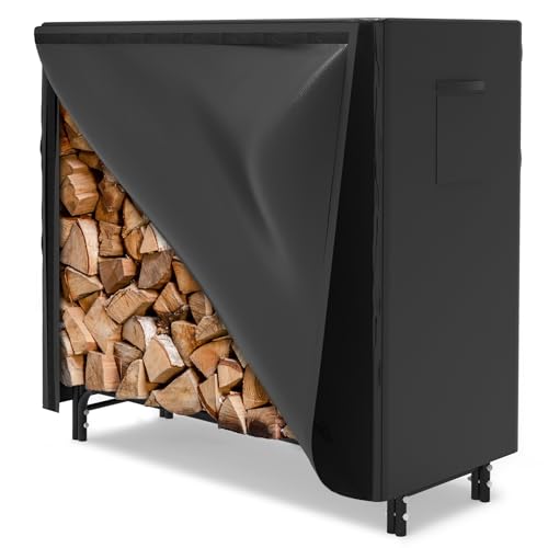 WALMANN 4ft Firewood Rack with Cover, Heavy Duty Firewood Log Rack With Weather Resistant 600D...