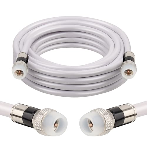 Câble coaxial RG6 75 Ohm MOOKEERF 4,6m avec connecteurs F étanches pour antenne TV