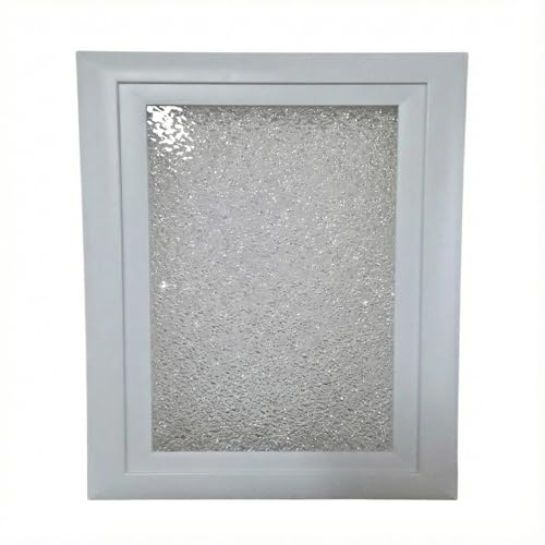 Hublot rectangular blanco para puerta de garaje (235 x 370 mm) – Cristal opaco y marco PVC – Sistema de clip rápido para paneles de 18 a 28 mm – Ideal para puerta de servicio o seccional