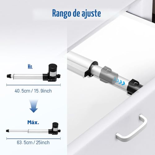 Miniatura 7 de Dgjmuu Motor De Actuador Lineal Power Recliner, Carrera De 230 Mm, 24 V Cc, 600 Kg De Fuerza Máxima, Negro, Aluminio, Moderno, Mecanismo De Elevación Y Reclinación Motorizado, Salón, Silla,
