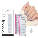 インココ INCOCO ネイルシール 貼るだけ ジェルネイル風 マニキュア 硬化不要 ハンド フット ネイル 速乾 ペディキュア ネイル シール ネイルチップ シール (ブルー- シャイニングスノー)