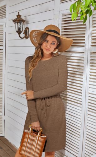 Image of Simier Fariry Womens Fall Winte Long Sleeve Knee Length Casual Dress with Pockets