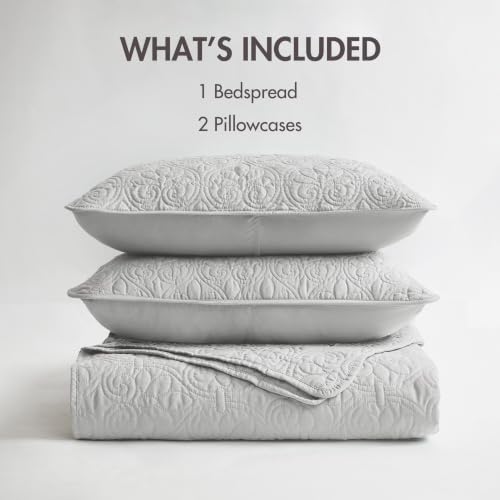 Madison Park Queen Quilt Bedding Set, Cottage-Inspired Damask, 3PC by Madison Park - Used condition - Image 9