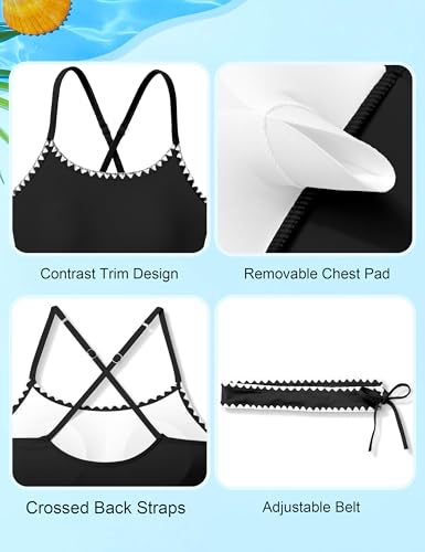 Image of Girls Swimsuit Ruffle Solid One Piece Bathing Suits 7-18 Years | Teen Bathing Suits for Girls Ruched Sleeveless Girls' Swimwear