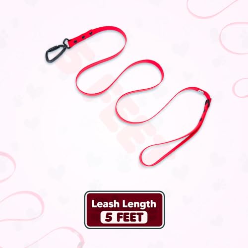 Image of Adil's Biothane Waterproof Dog Collar, Dog Leash & Collar Leash Combo | Heavy Duty TPU Coated Webbing | Adjustable Quick Release Buckle | Odour Resistant (Red, L-22, Leash Only)