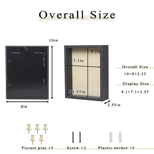 Image of Shadow Box Frame 8x10 Shadow Box Display Case with Linen Back of Awards Memorabilia Flower, Pictures, Keepsakes、Bouquet、Medals and More Photos Memory Box Black