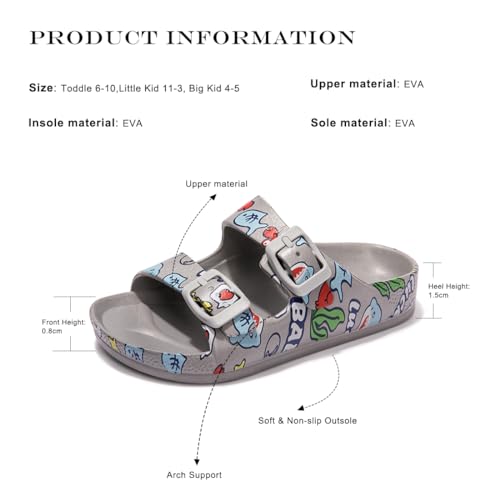 Image of FUNKYMONKEY Kids EVA Slides Waterproof Slip-on Pool Sandals for Boys Girls | Lightweight Plastic Sandals with Adjustable Double Buckle, Boys Girls Comfortable Non-slip Summer Shoes for Beach, Daily Wear